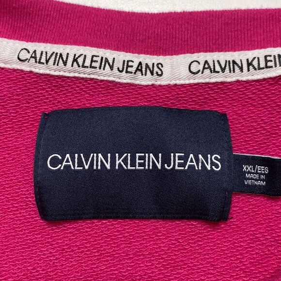 Calvin Klein Jeans Spell-Out Cropped Hot Pink Lightweight Sweatshirt Top XXL - Picture 8 of 10